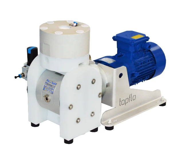 A picture of our electrically-operated Diaphragm Pump with built-on Pulsation Dampener