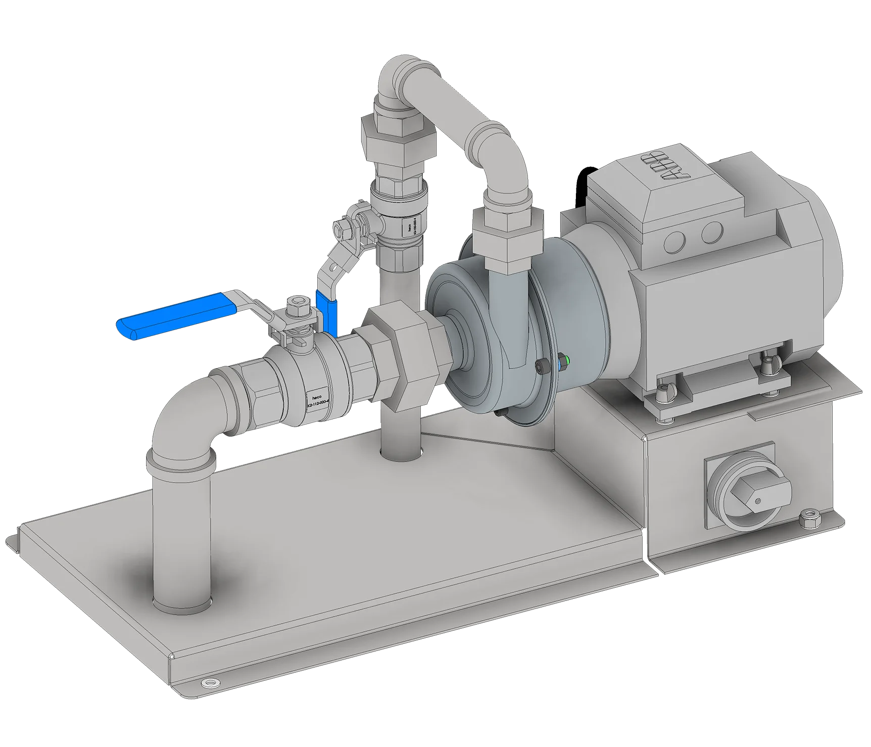 a rendered image of a bespoke pump system before materials