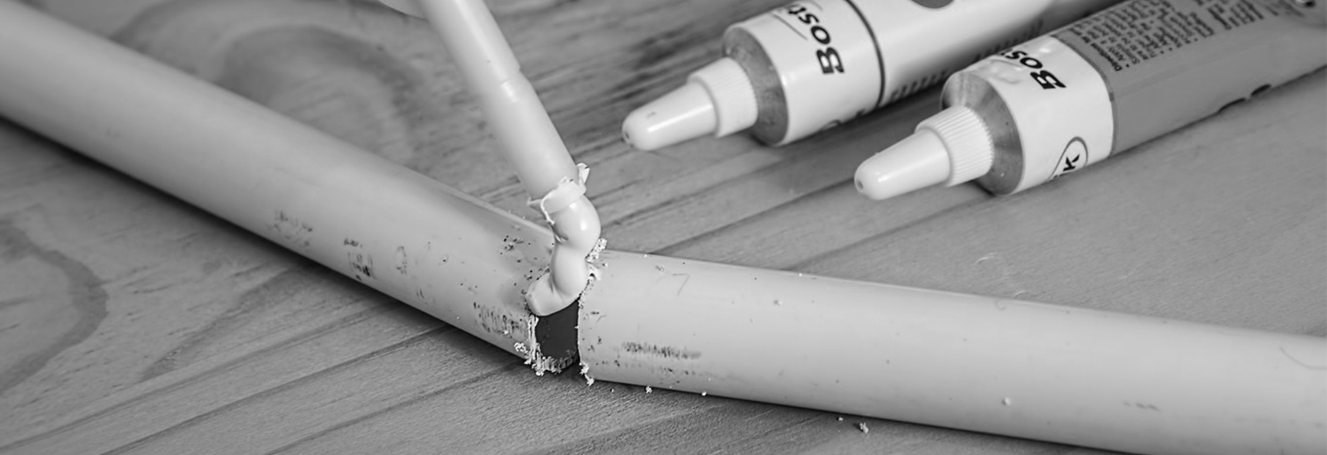 Glue being used on pipes