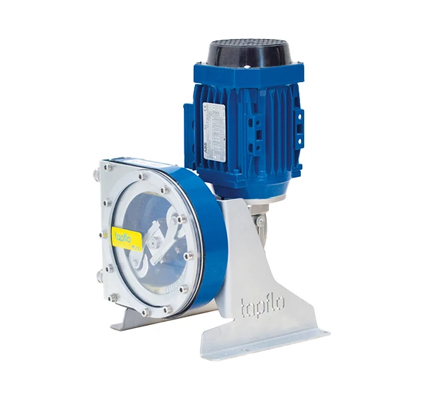 A picture of our PTL Low Pressure Peristaltic Pump with the motor vertically installed