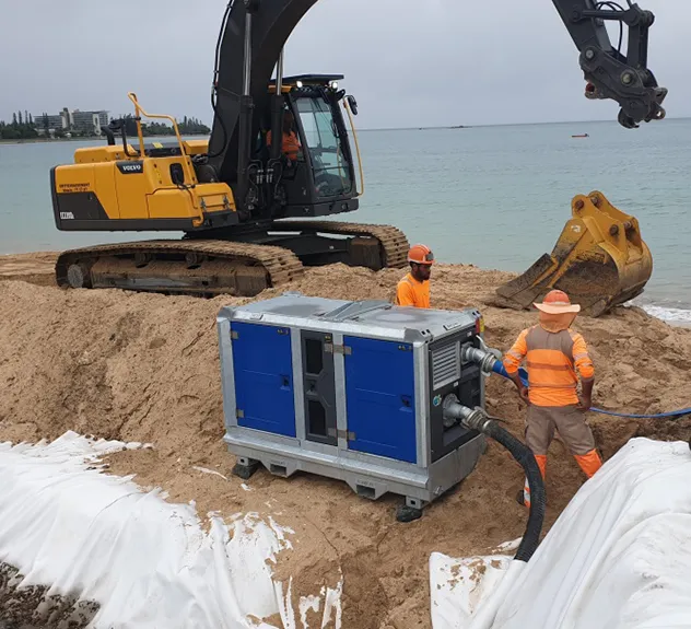 BA100E D265 diesel driven pump on construction site