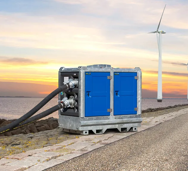 A photo of a BA100K D193 BBA Pump next to the ocean