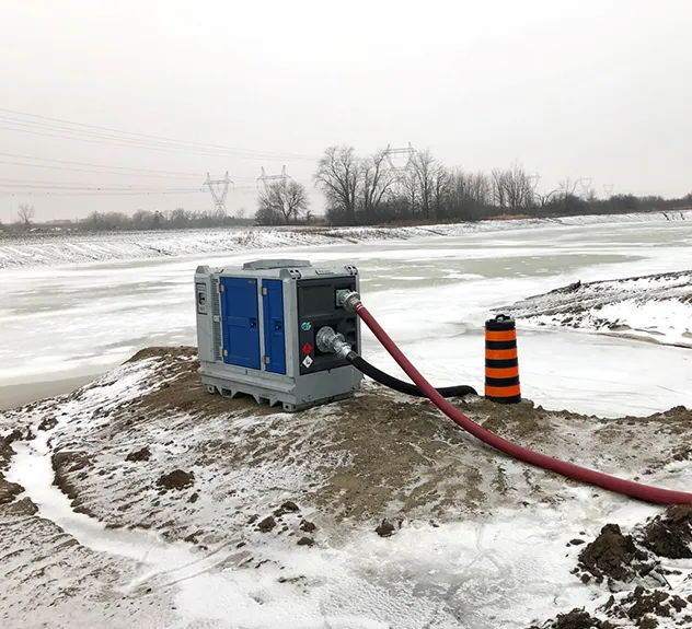 BA100K D193 diesel driven pump unit in the snow