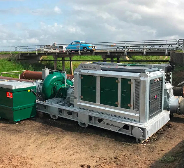 A photo of a BA600G high flow dewatering BBA Pump on site