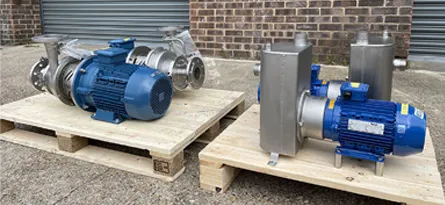 A photo of a collection of Centrifugal Pumps on pallets