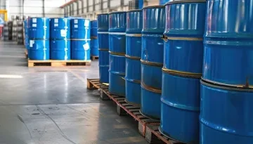 A photo of containers in a warehouse