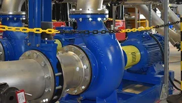 A photo of a large centrifugal pump system