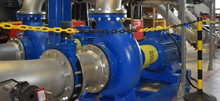 A photo of a large centrifugal pump system